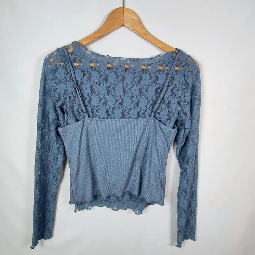 Rewind‎ Women's Medium Long Sleeve Lace Blouse NWOT - Picture 2 of 8
